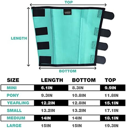 Harrison Howard Loose Fitting Fly Boots UV-Protective Extra Tough Mesh Ventilated Four Fasteners Stay-on Design Protect Horse Legs & Stomp-Reducing Set of 4 Mint Yearling