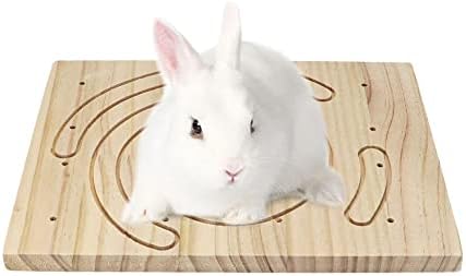 Litewoo Rabbit Scratch Board Foot Pad Mat Chew Toy Grinding Claws Teeth Natural Wood for Small Animal Rabbit Hamster Chinchilla Guinea Pig Ferret Gerbil Bunny Rat Cage Accessories (A)