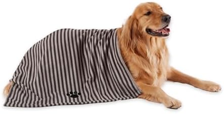 Bone Dry Pet Grooming Towel Collection Absorbent Microfiber X-Large, 41x23.5", Striped Black