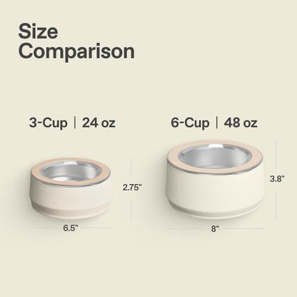 STANLEY Pet Bowl | 3-Cup (24 oz) Insulated Stainless Steel Dog & Cat Bowl | Splash-Resistant Lid | Dishwasher Safe | BPA-Free | Cream