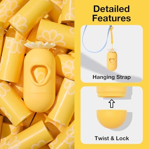 VETRESKA Dog Poop Bag Dispenser with Daisy Scented Waste Bags, 105 Counts