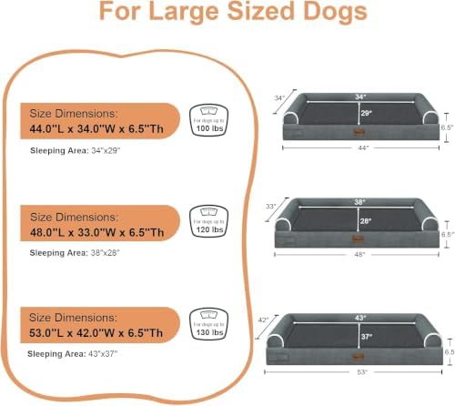 NANUYA Orthopedic Dog Bed for XX-Large Dogs, 44 x 34 Inch, Dark Grey