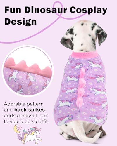 CuteBone Dinosaur Costume Dog Pajamas, Stretchy Spandex Crystal Velvet Sleepwear Coat for Small Dogs, Soft & Warm Pet Outfit Clothes for Cold Weather, Cozy Pullover Design COSP11XL