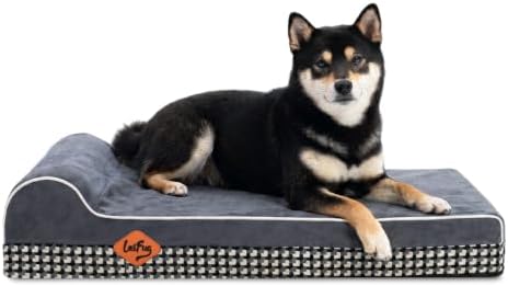 Laifug Orthopedic Memory Foam Dog Bed with Durable Water Proof Liner and Removable Washable Cover (Large (34"x22"x5.5"), Black and White Plaid)
