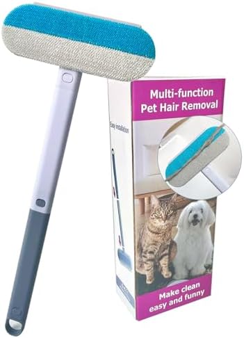14" Long Handle Pet Hair Remover for Furniture & Couch, Reusable Cat Dog Fur Cleaner Tool for Carpet, Car Seat