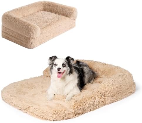 EHEYCIGA Foldable XXL Dog Bed for Large Sized Dog - 54x38x7.5, Camel
