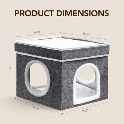 Cat Bed for Indoor Cats Cube House,Bedsure Cat Beds for Indoor Cats - Large Cat Cave for Pet Cat HouseFoldable Cat Hideaway,DIY Free Combination Configurable Play Tower Condo for Cats（5 piece）