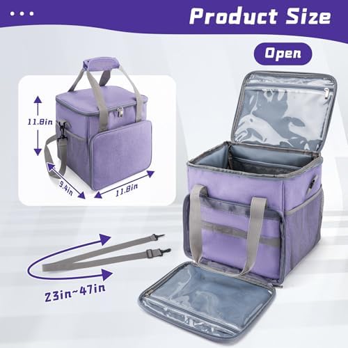 SMYV Pet Grooming Bag for Dog Grooming Supplies, Dog Tote Travel Bag for Pets Grooming Tools Kit Accessories - Light Purple