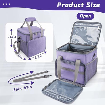 SMYV Pet Grooming Bag for Dog Grooming Supplies, Dog Tote Travel Bag for Pets Grooming Tools Kit Accessories - Light Purple