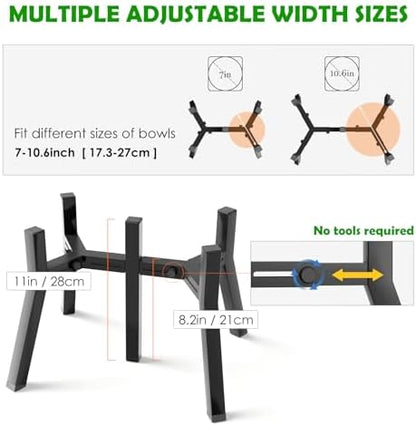 Elevated Dog Bowl Stand for Large Dogs, Adjustable Width 7-10.6", Raised Dog Food Water Holder, 2-in-1 Design, Bowl Not Included