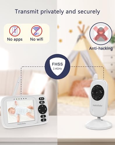 HelloBaby Baby Monitor with 2 Cameras 3.2" Screen, No WiFi, USB Cable
