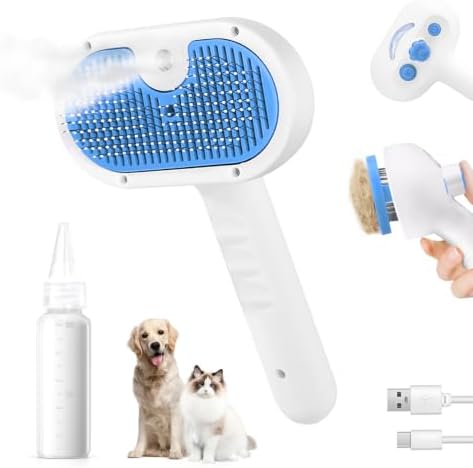 Pet Steam Brush for Dog, cat brushes for indoor cats