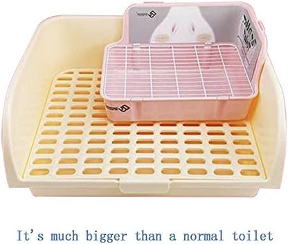 Hamiledyi Large Rabbit Litter Box Corner Bedding Box Chinchilla Toilet Trainer Square Potty Pet Pan for Adult Guinea Pig, Galesaur.Ferret and Other Animals (White)