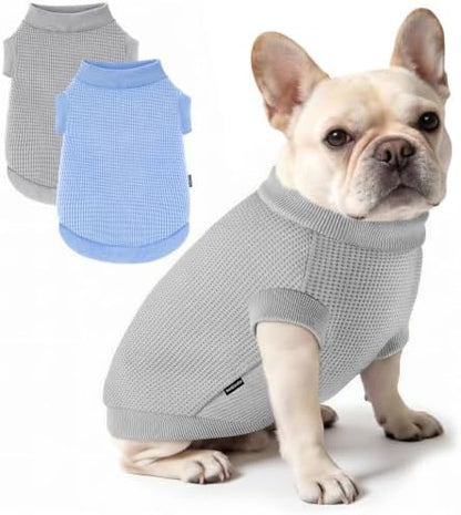 2 Pack Dog Shirt for Small Supplies Functional Waffle Dog Clothes Warm Soft Sweatshirt Outfit for Dogs Cats Pet Apparel