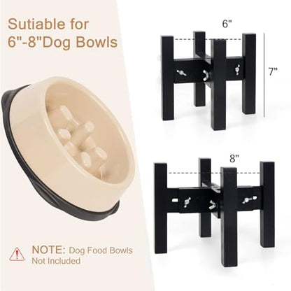 Elevated Dog Bowl Stand Adjustable Dog Food Holder 7”H Small Black