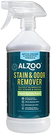 ALZOO Stain & Odor Remover, Quickly Lifts & Dissolves Pet Stains & Helps Eliminate Odors, 100% Plant-Based Active Ingredients, Apple Blossom Scent, 16 Fl. Oz Spray Bottle