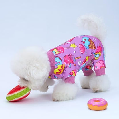 XPUDAC 4 Pack Dog Pajamas for Small Dogs Soft Pjs Onesies Puppy Clothes, XS