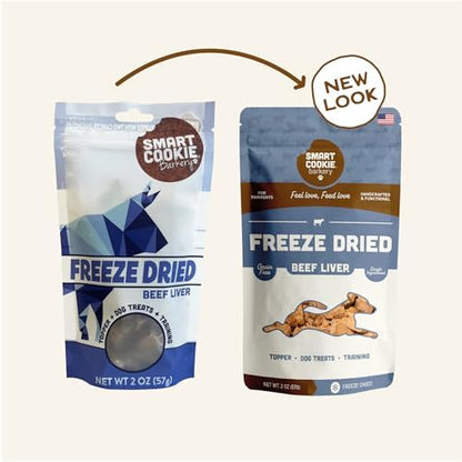 Smart Cookie Freeze Dried Beef Liver Bites - Single Ingredient Beef Liver Dog Treats - Low Calorie Training Treats for Dogs - 2oz Bag, 1 Pack