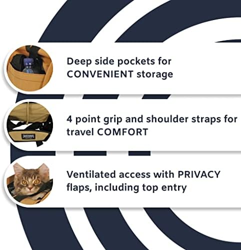 Divided SturdiBag X-Large Pet Carrier: Compartment for 2 Pets, Flexible Height for Cat and Dog Soft Sided with Safety Clips and Seatbelt Straps| Black, 20" x 16" x 12" (PN: SB3D-PRO-BL)