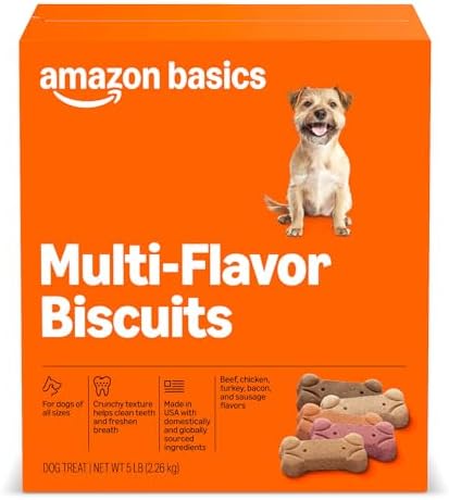 Amazon Basics Crunchy Dog Biscuits Multi Flavor Dog Treats 5 lb. Box
