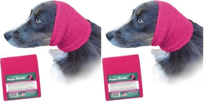 Happy Hoodie The Original Dog & Cat Calming Band - American Brand - Anxiety Relief/Noise Protection-Grooming-Thunder-Fireworks (Large, Pink) - Since 2008 (Pack of 2)
