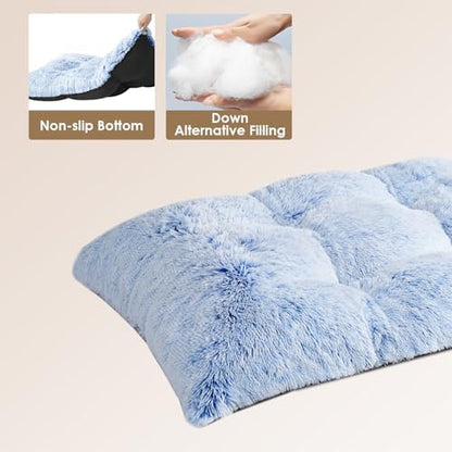 EHEYCIGA Fluffy Dog Crate Bed, Plush Extra Large Dog Pillow, Blue