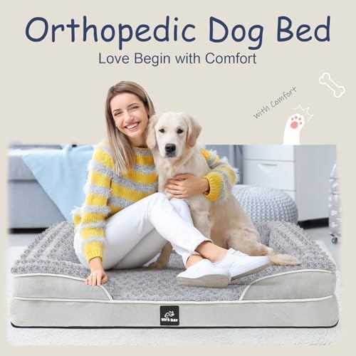 Orthopedic Dog Bed Medium Size Dog, Washable Dog Sofa Bed, Pet Bed(Grey, M)