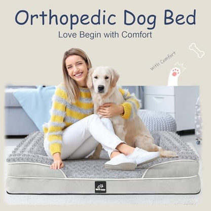 Orthopedic Dog Bed Medium Size Dog, Washable Dog Sofa Bed, Pet Bed(Grey, M)