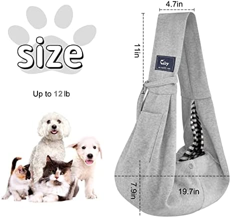 CUBY Dog and Cat Sling Carrier - Hands Free Reversible Small Pet Sling Carrier Bag - Soft Pouch and Tote Design - Suitable for Puppy, Small Dogs Cats Outdoor Travel(Classic Grey)