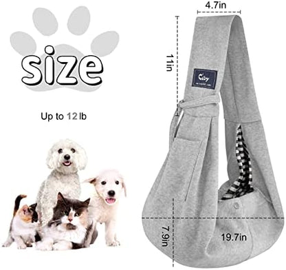 CUBY Dog and Cat Sling Carrier - Hands Free Reversible Small Pet Sling Carrier Bag - Soft Pouch and Tote Design - Suitable for Puppy, Small Dogs Cats Outdoor Travel(Classic Grey)