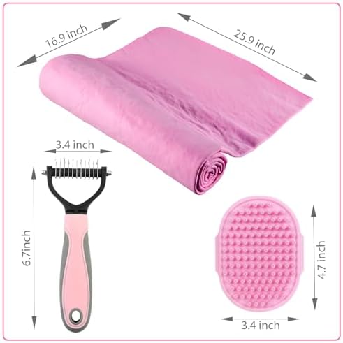 Cat Brush for Grooming Pink Towel