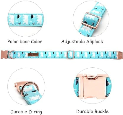 Dog Collar, Blue Bear Print Pet Collar Girl or Boy Dog Collars Summer Durable Adjustable Collar for Small Medium Large Dogs
