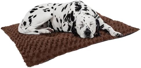 Dog Bed – 42x26 Large Pet Pillow and Crate Pad with Faux Fur Sleep Surface and Non-Slip Bottom – Machine Washable Dog Bed by PETMAKER (Brown)