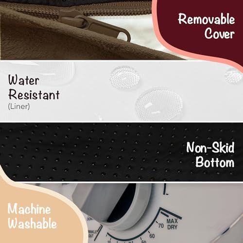 Friends Forever Orthopedic Dog Bed, Memory Foam Pet Sofa, Calming Dog Couch, Water Resistant Pet Bed, Washable Cover, Non-Slip Bottom, Chester, Cocoa Brown, 36" x 28" x 9"