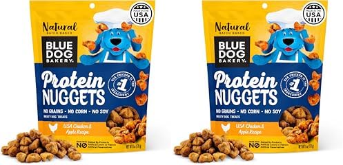 Blue Dog Bakery Protein Jerky Nuggets, Made w/Real Chicken & Apples, USA Chicken #1 Ingredient, Healthy Dog Treats, All Natural, 6 oz (Pack of 2)