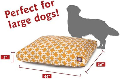 Majestic Pet Shredded Memory Foam Dog Bed Large with Removable Washable Cover – Rectangle Orthopedic Dog Bed–Durable Dog Crate Bed-Flat Dog Bed for Senior Dogs - (44x36) L - Links - Yellow