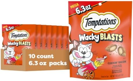 Temptations Wacky Blasts Cat Treats, Cluckin' Bacon Flavor, 6.3 oz, 10 Pack