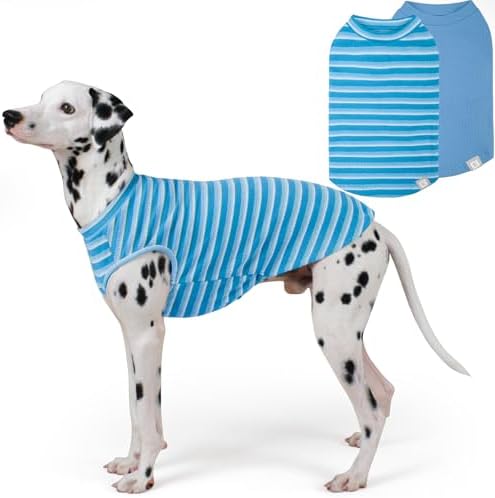 KYEESE 2Pack Waffle Dog Shirt for Large Dogs Striped Dog Sweater Tank Top