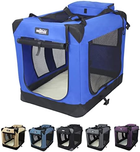 EliteField 3-Door Soft Dog Crate with Bed & Carrying Bag (2-Year Warranty)