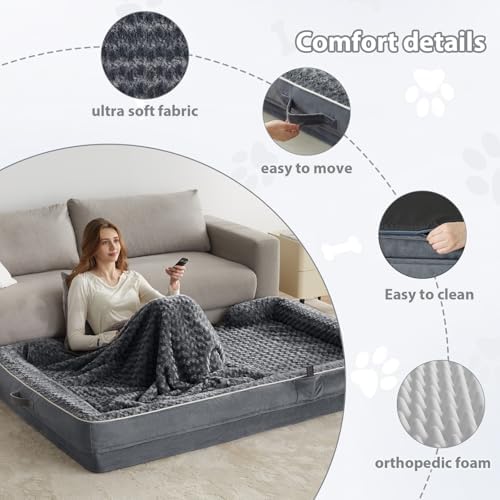 WNPETHOME Orthopedic Washable Human Dog Bed for Adult & Dog Cozy Sleep