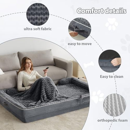 WNPETHOME Orthopedic Washable Human Dog Bed for Adult & Dog Cozy Sleep