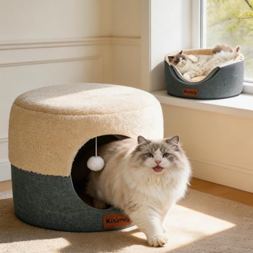 2-in-1 Foldable Cat Bed for Indoor Cats, Cat Cave & Sofa Bed