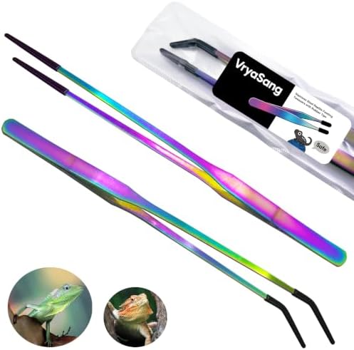 2 Pcs 10.6" Iridescent Reptile Feeding Tongs & Tweezers Set