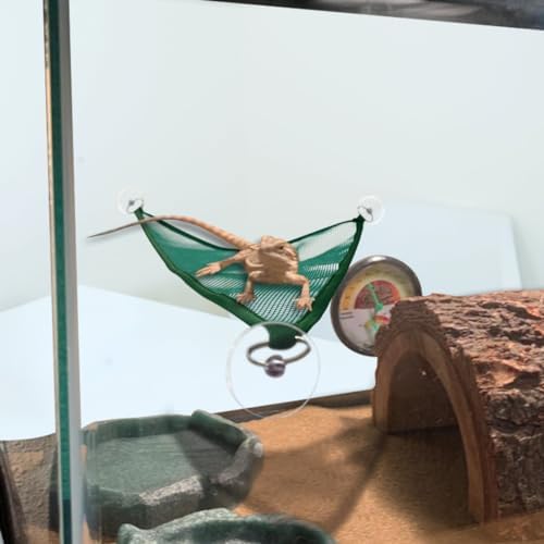 2 Pcs Bearded Dragon Lizard Hammock, Geckos Hammock, Breathable Mesh Reptile Hammock, Suitable for Iguanas, Anoles, Geckos, Snakes, Chameleon（Green）