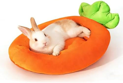 Rabbit Bed Warm Small Dog Cat Sleeping Carrot Banana Beds Bunny Bed Guinea Pig Hideout Bed Thick Soft with Removable Mat,Machine Washable Guinea Pig Cushion (Carrot（18.5 * 11.02 * 3.94）)