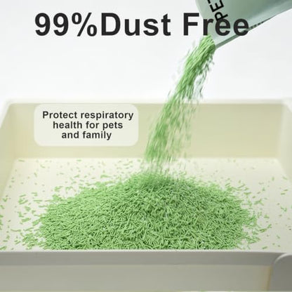 Tofu Cat Litter – Green Tea Scented for Long-Lasting Freshness, Plant-Based Kitty Litter, Flushable, Low Dust, Non-Stick Pellets for Easy Scoop & Clean, 22 lb (5.5lbx4bags)