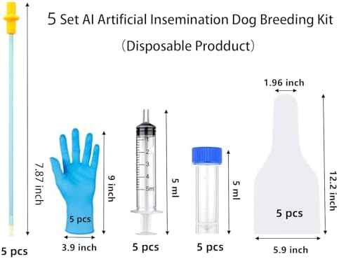 5 Set Dog AI Artificial Insemination Breeding Kit, Dog Breeding Kit, Insemination Breeder kit for Dog, Dog Breeding Supplies for Small Breeds (7.87 inch)