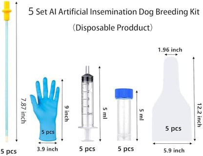 5 Set Dog AI Artificial Insemination Breeding Kit, Dog Breeding Kit, Insemination Breeder kit for Dog, Dog Breeding Supplies for Small Breeds (7.87 inch)