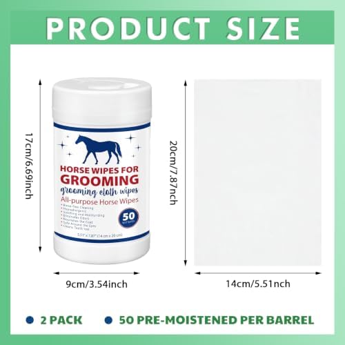 2 Pack Horse Grooming Cleaning Wipes 100 Pcs Reusable Cleaners