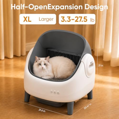 Self Cleaning Cat Litter Box, Open-Top Automatic Cat Litter Box with App Control, Large Capacity for Multiple Cats, Dual Safety Sensors, Easy Setup, Replaceable Waste Liners